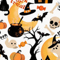 Moonlight Mischief and cauldron Kisses Fabric- Cotton Halloween Fabric - 100% Cotton - Continuous cuts