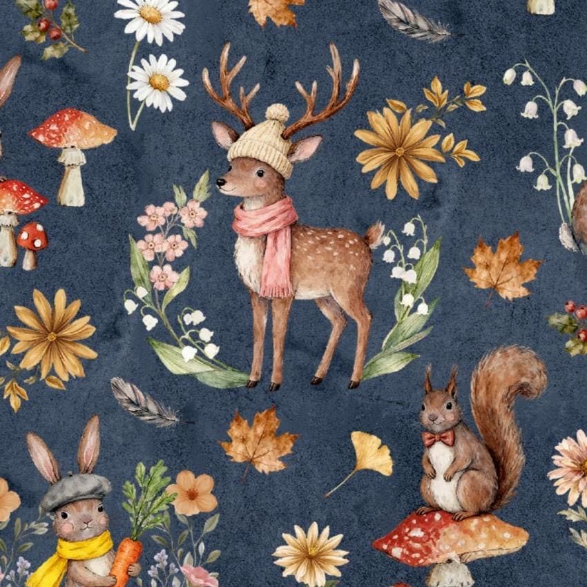 Winter Forest Buddies Woodland Wonders Cotton fabric- - 100% Cotton - Continuous cuts- Deer