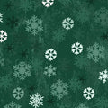 Snowflakes on Green Christmas Cotton Fabric 100% Cotton