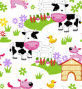 Flannel Barnyard Babies Flannel fabric-Oasis Fabrics 44 6391 WHITE