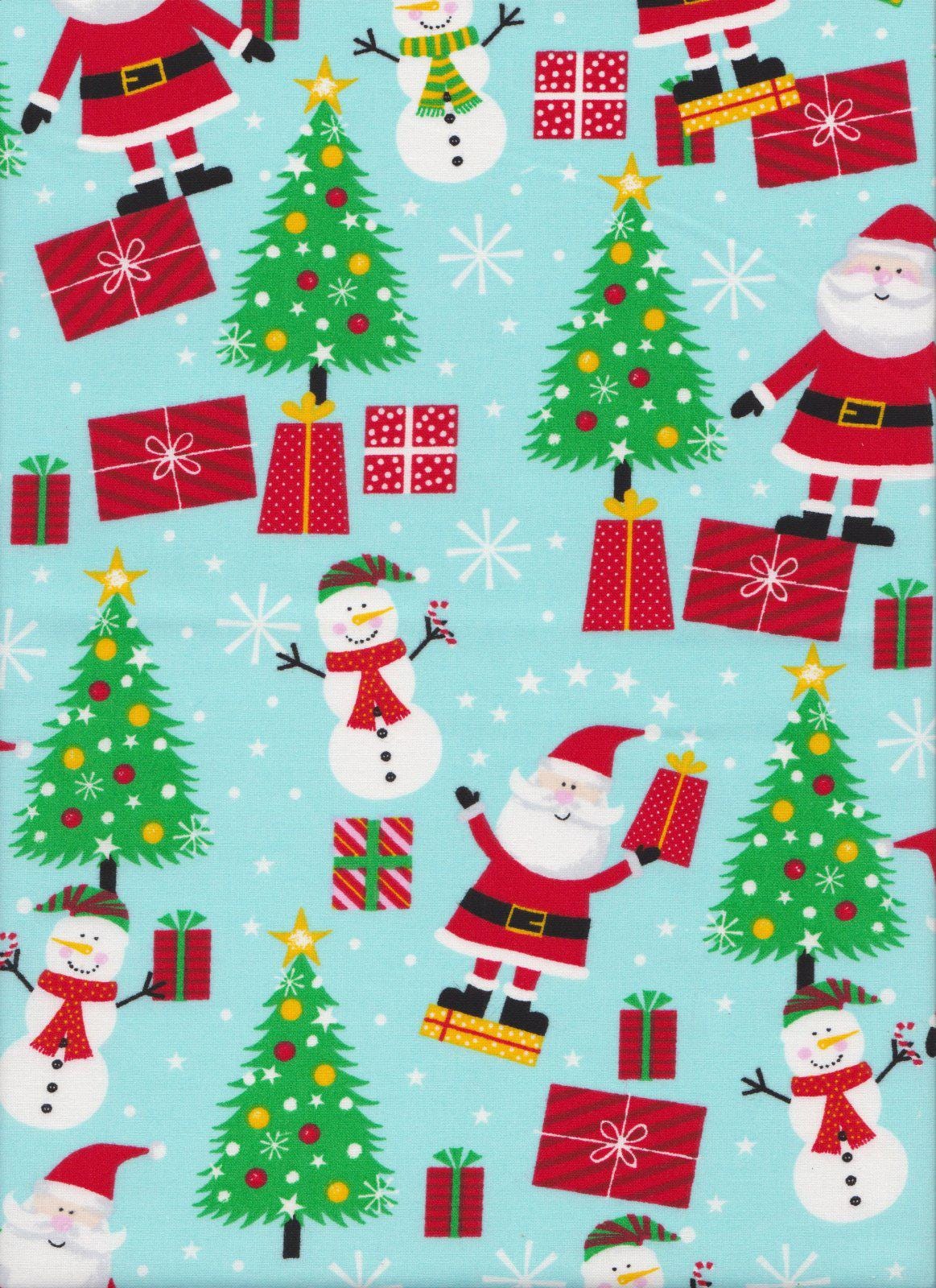 Tis the Season Holiday Cotton Fabric - 100% Cotton - Continuous cuts FT-Tis the Season 49695 Multi - Presents, Trees & Santa!