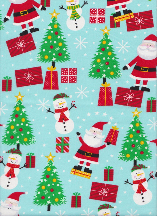 Tis the Season Holiday Cotton Fabric - 100% Cotton - Continuous cuts FT-Tis the Season 49695 Multi - Presents, Trees & Santa!