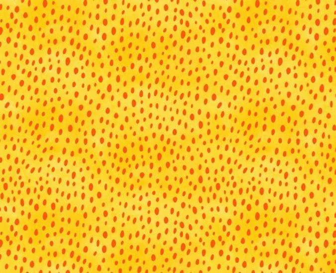 Orange Droplets on Yellow - Pioneer Chicken Coordinate  100% Cotton  - Fat Quarters  and continuous cuts