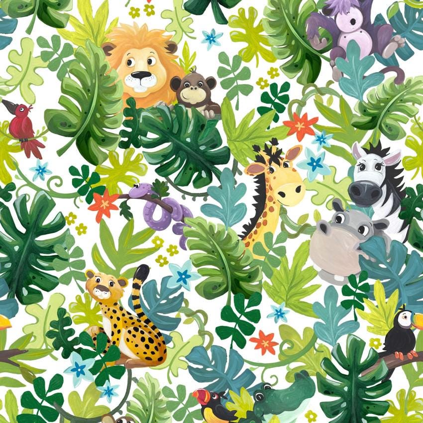 SusyBee Jungle Friends cotton fabric-100% Cotton