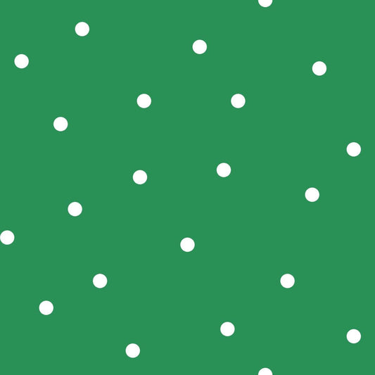 Dotted Fabric - White dots on Green -100% Cotton -Drewie Pie Fabrics -  Blender