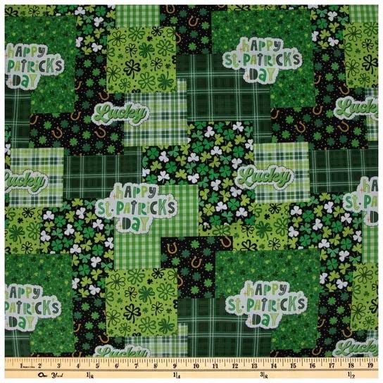 St. Patrick’s Day Patchwork Cotton fabric- 100% Cotton - continuous cuts