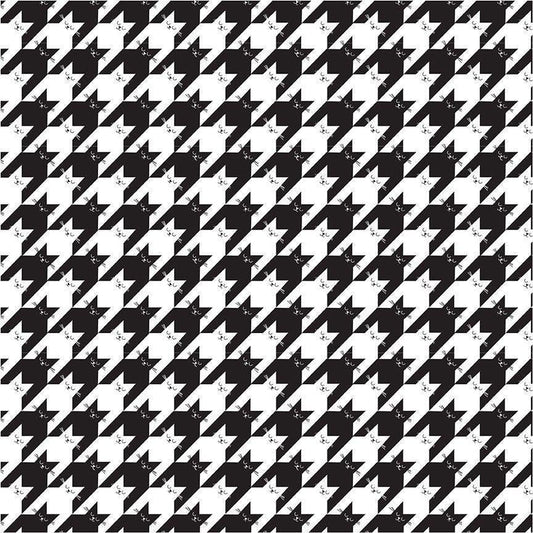 KITTY HOUNDSTOOTH Black and white Cotton fabric 100% Cotton - Continuous Cuts TT Cat CD2573