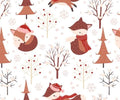 Winter Fox Woodland Christmas Holiday Cotton Fabric - 100% Cotton - Continuous cuts DA-3981052
