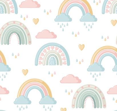 Cute Rainbows Cotton fabric Continuous cuts- 100% Cotton -DA-CUP141