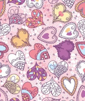 Valentine Hearts Cotton Fabric- 100% Cotton - Continuous Cuts -16-65