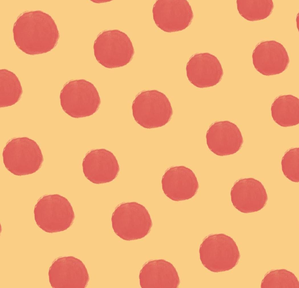 Dotted Fabric - Red dots on Yellow -100% Cotton -Drewie Pie Fabrics -  Blender