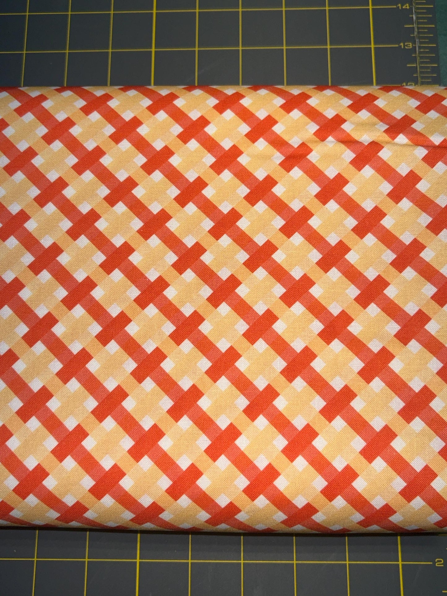 Red Honey Bias Plaid Cotton fabric-  100% Cotton - Continuous Cuts