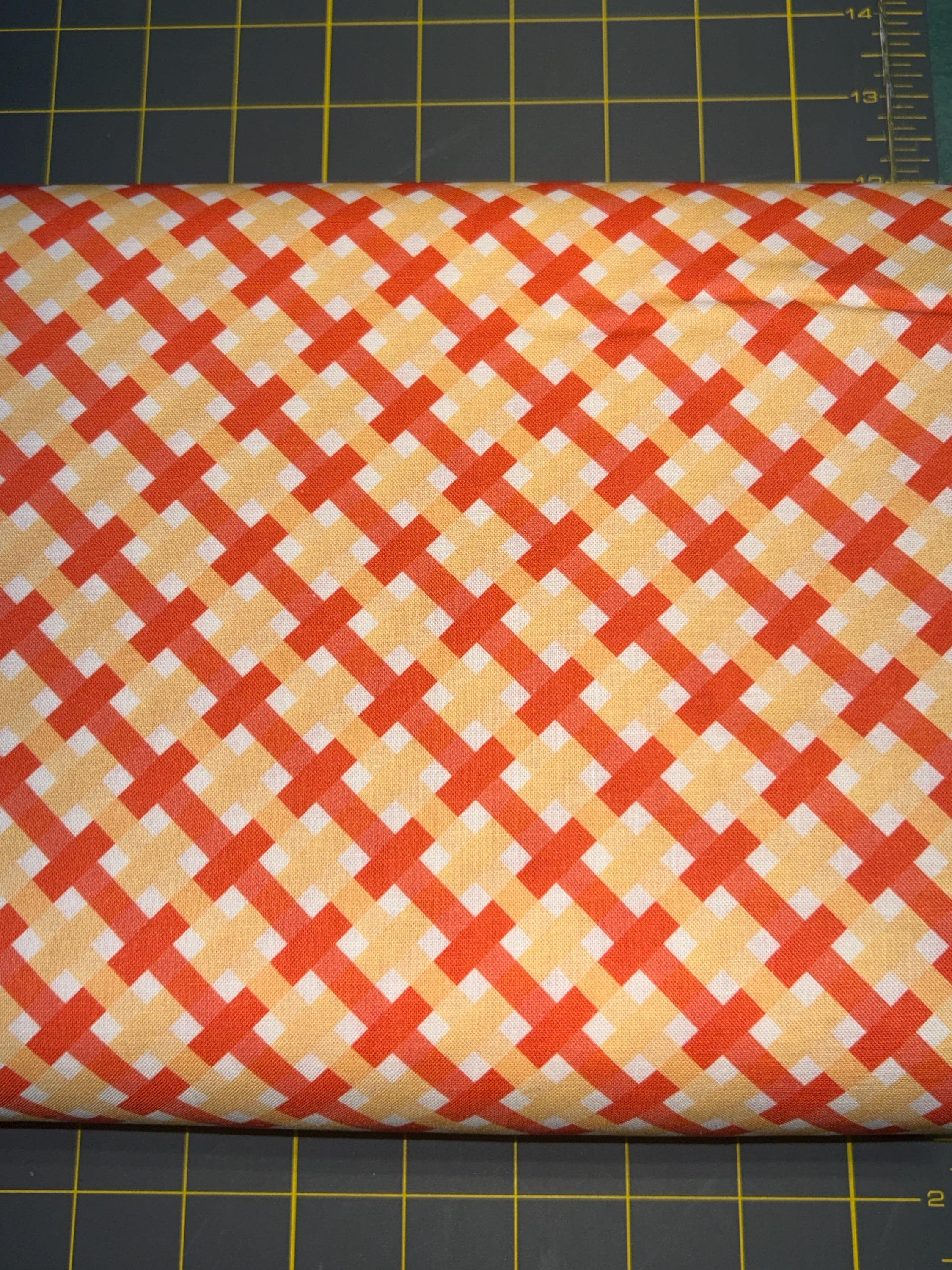 Red Honey Bias Plaid Cotton fabric- 100% Cotton - Continuous Cuts