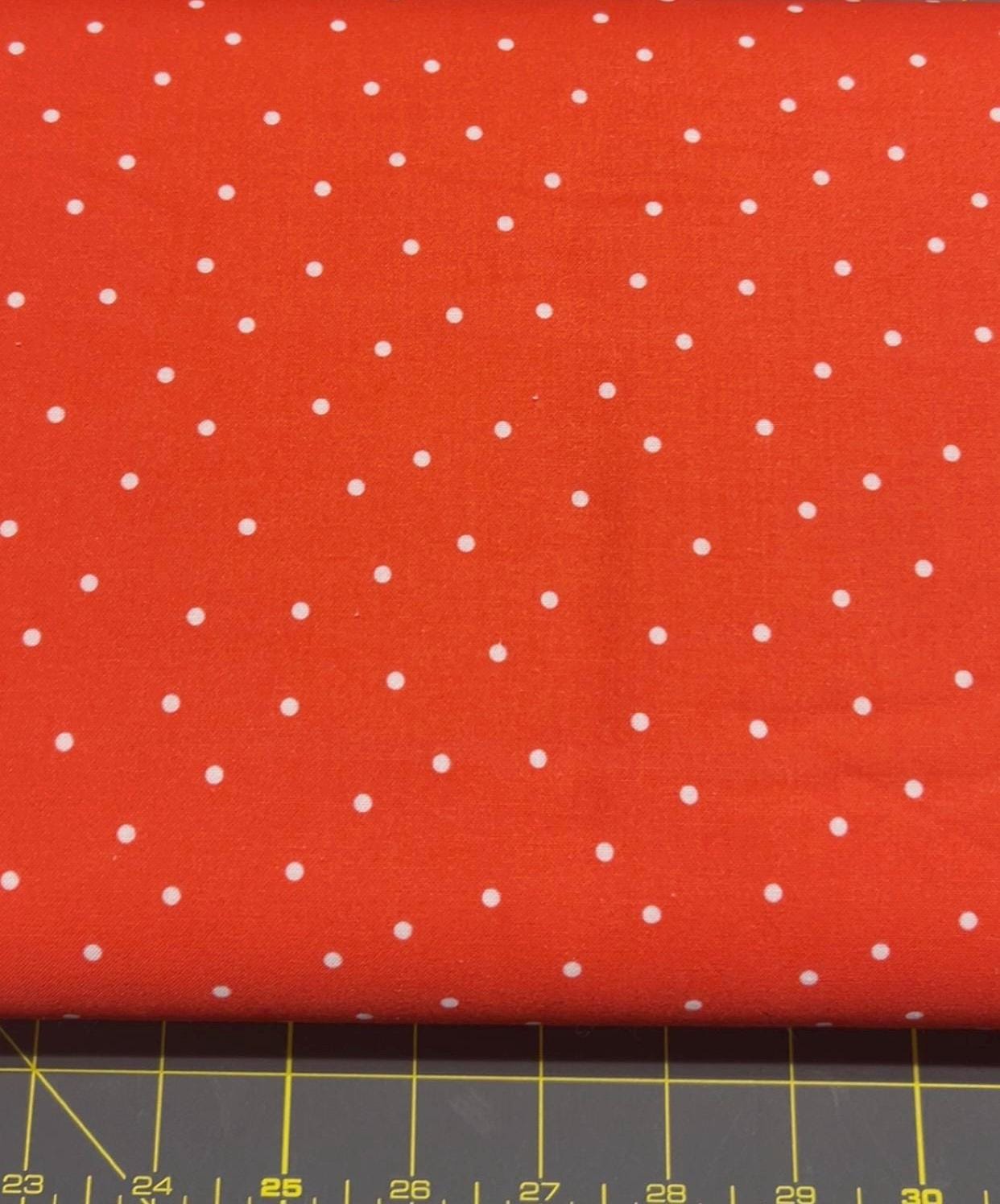Dotted Fabric - White dots on Red - 100% Cotton -Drewie Pie Fabrics -  Blender