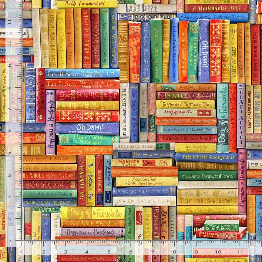 Bookworm Sewing Library Cotton Fabric- 100% Cotton Timeless Treasures CD2597