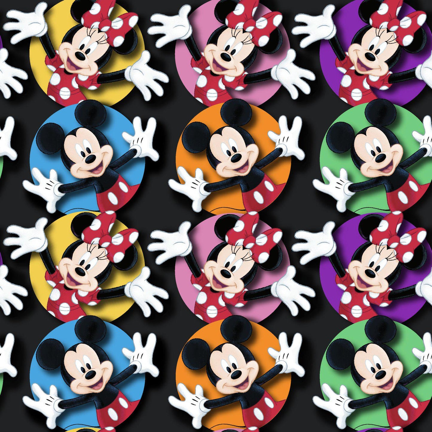 Mickey Disney Cotton Fabric  - 100% Cotton - Continuous Cuts Licensed Fabric