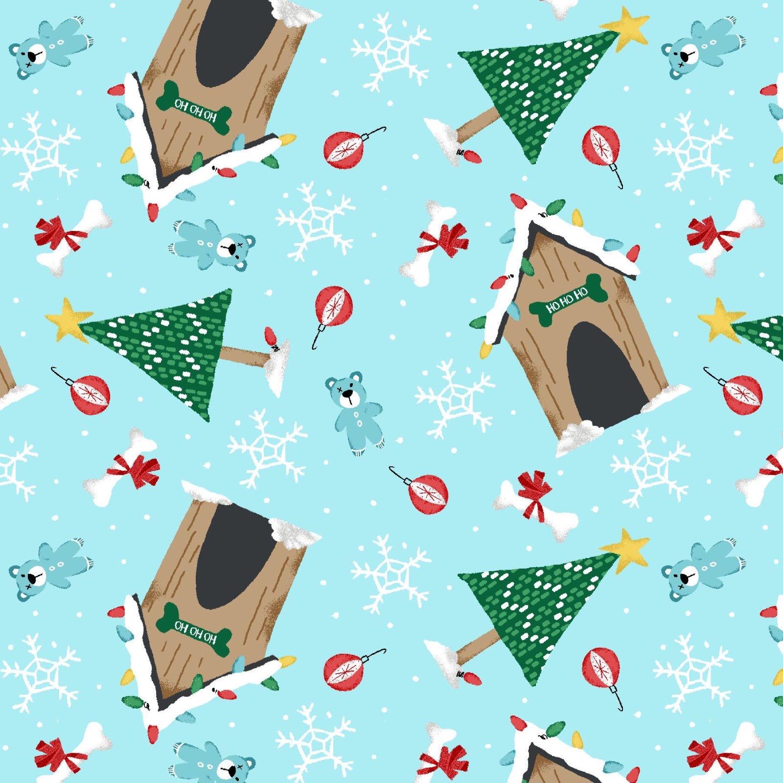 Merry Woofmas Christmas Fabric - 100% Cotton Continuous cuts