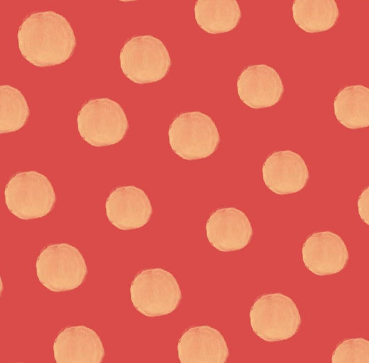 Dotted Fabric - Honey dots on Red -100% Cotton -Drewie Pie Fabrics -  Blender