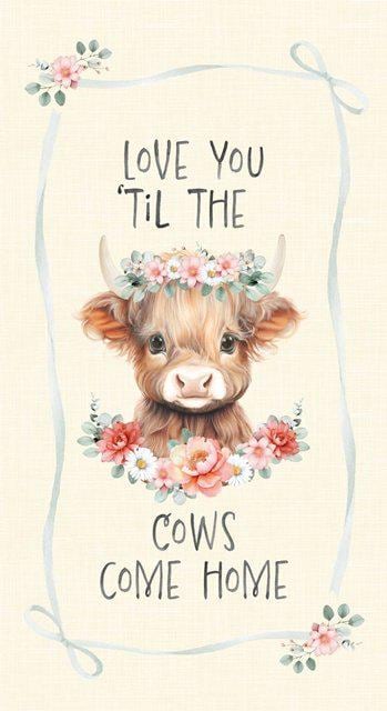 Until The Cows Come Home Fabric Panel 24"x42" 100% Cotton Fabric -TT-Panel CD4040 Cream - 'Til the Cows Come Home Panel 24"