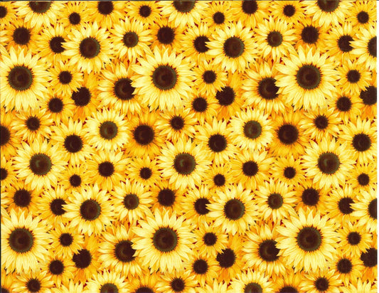 Packed Sunflowers Cotton fabric- continuous cuts- 100% Cotton - FT-Floral/Blenders 16890-Y Yellow - Packed Sunflowers