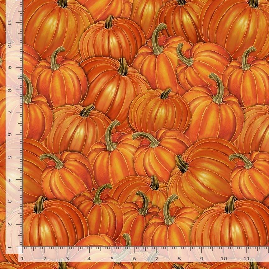 Packed Metallic Pumpkin Patch 100% Cotton Fabric - Timeless Treasures CM3643