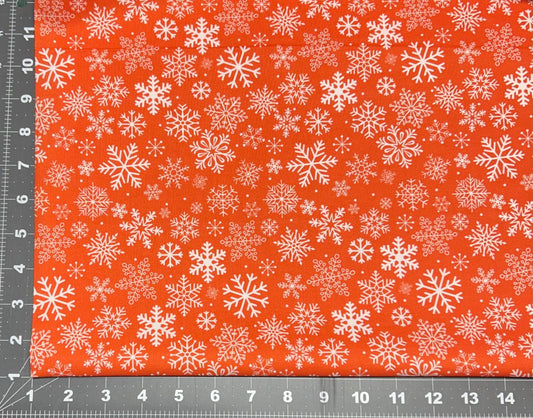 White Snowflakes on Red Christmas Cotton fabric- 100% Cotton - Continuous Cuts Drewie Pie Fabrics - Christmas Cakes