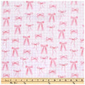 Flannel Pink Bows Gingham Fabric- continuous cuts
