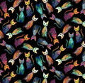 Tossed Quilt Cats Cotton Fabric - 100% Cotton- Continuous Cuts - Timeless treasures