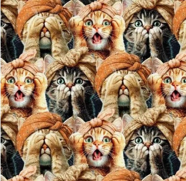 Please Seat Yourself Cats Cotton Fabric - 100% Cotton- Continuous Cuts