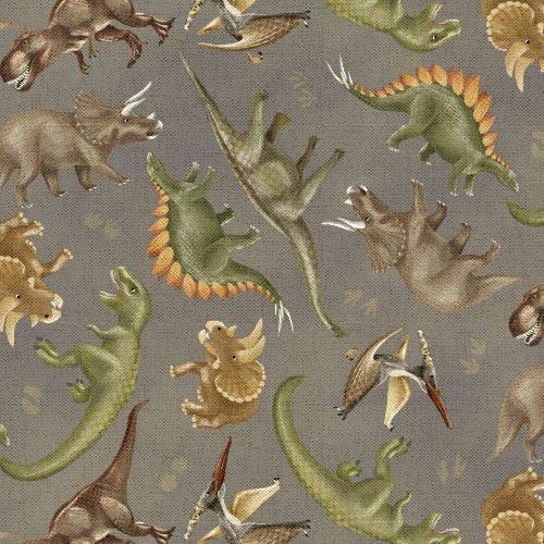 Tossed Dinosaurs Cotton Fabric -Roar Cotton Fabric- Cute- roar- continuous cuts Timeless Treasures