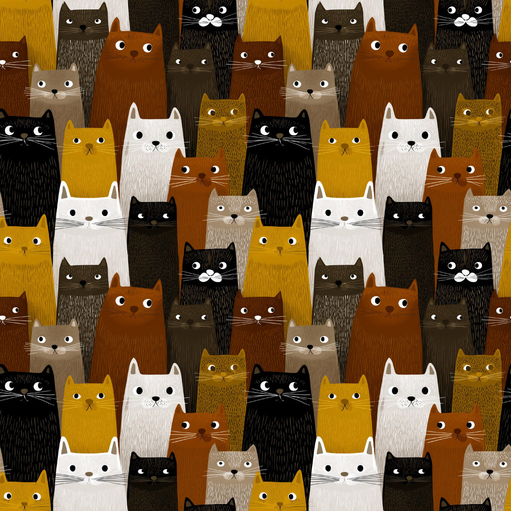 Packed Cats 100% Cotton Fabric - Continuous Cuts - By Drewie Pie Fabrics