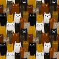 Packed Cats 100% Cotton Fabric - Continuous Cuts - By Drewie Pie Fabrics