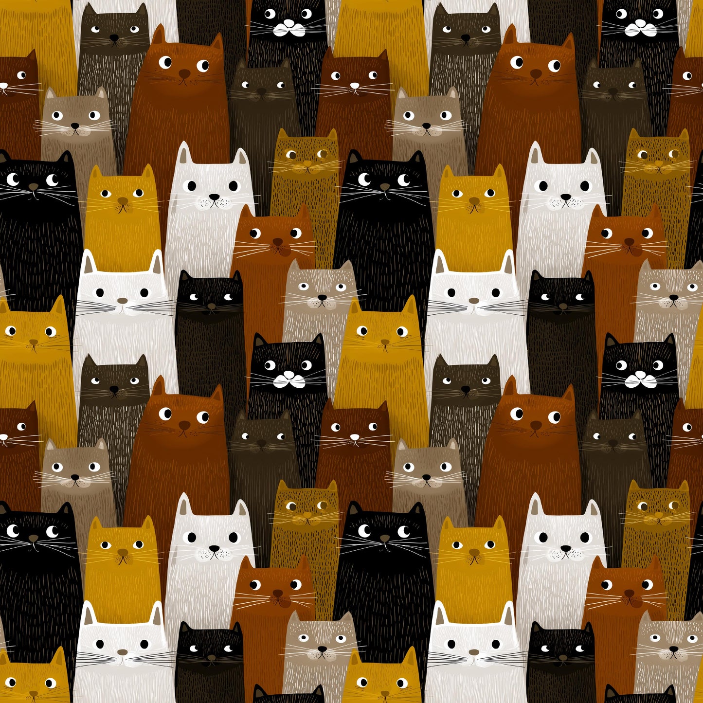 Packed Cats 100% Cotton Fabric - Continuous Cuts - By Drewie Pie Fabrics
