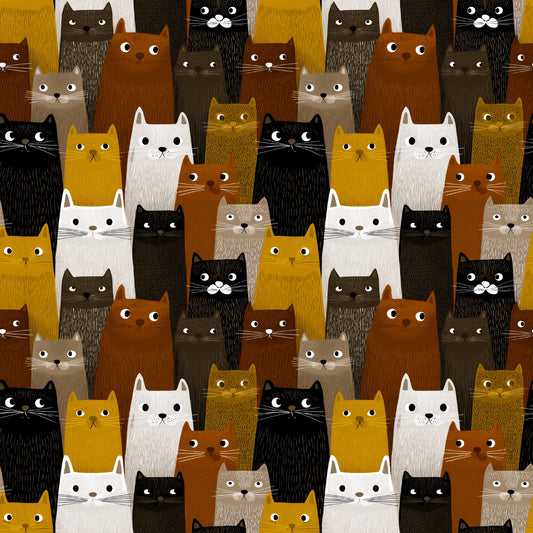 Packed Cats 100% Cotton Fabric - Continuous Cuts - By Drewie Pie Fabrics