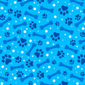Dog Bones and Paw Prints Christmas Fabric -100% Cotton- David Textiles DATDX-4363-4C-8 Blue