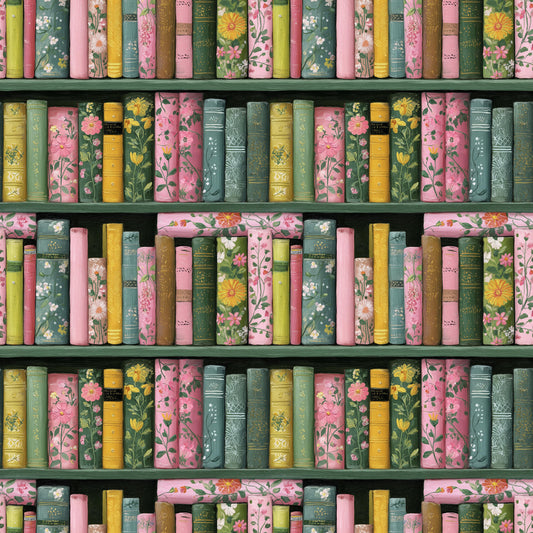 Bookshelves 100% Cotton Fabric - Continuous Cuts - Drewie Pie Fabrics