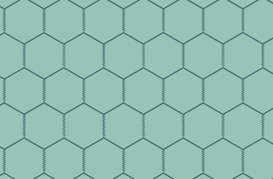 Aqua Teal Chicken Wire 100% Cotton Fabric - Continous Cuts - Drewie Pie Fabrics