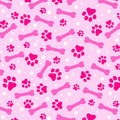 Dog Bones and Paw Prints Christmas Fabric -100% Cotton- David Textiles DATDX-4363-4C-10 Pink