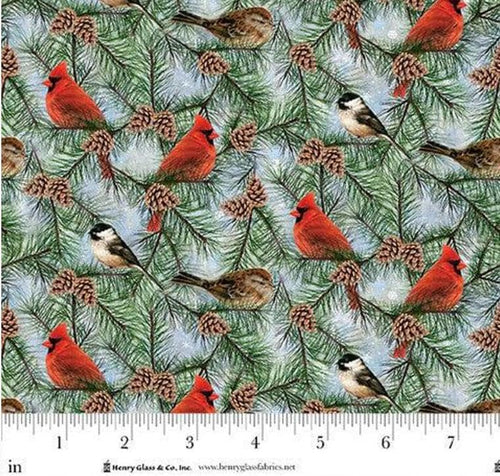 Believe by Henry Glass Cardinal Holiday Fabric 100% Cotton - Fabric- continuous cuts