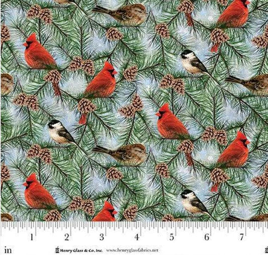 Believe by Henry Glass Cardinal Holiday Fabric 100% Cotton - Fabric- continuous cuts