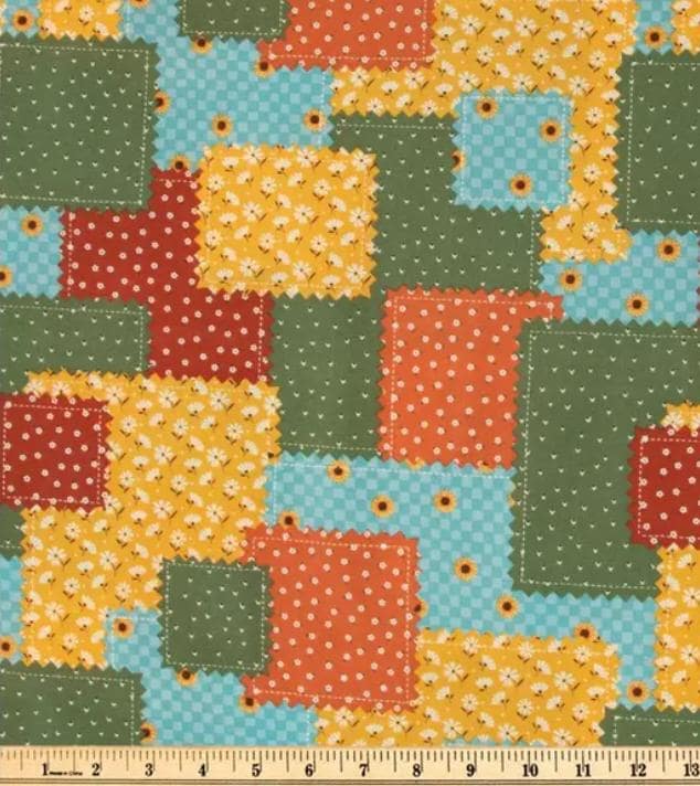 Autumn Patchwork Cotton Fabric  Continuous Cuts - Floral - Fall - Blender