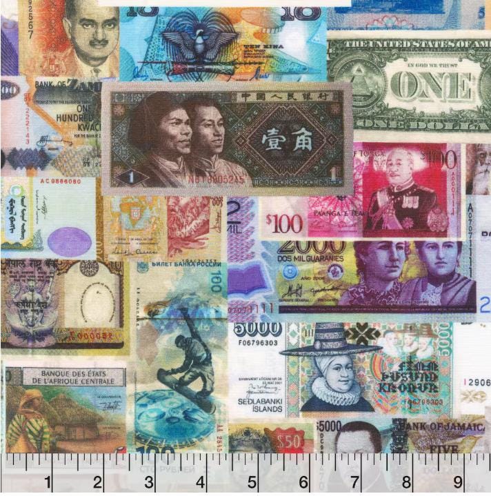 Robert Kaufman Foreign Currency Cotton Fabric - 100% Cotton
