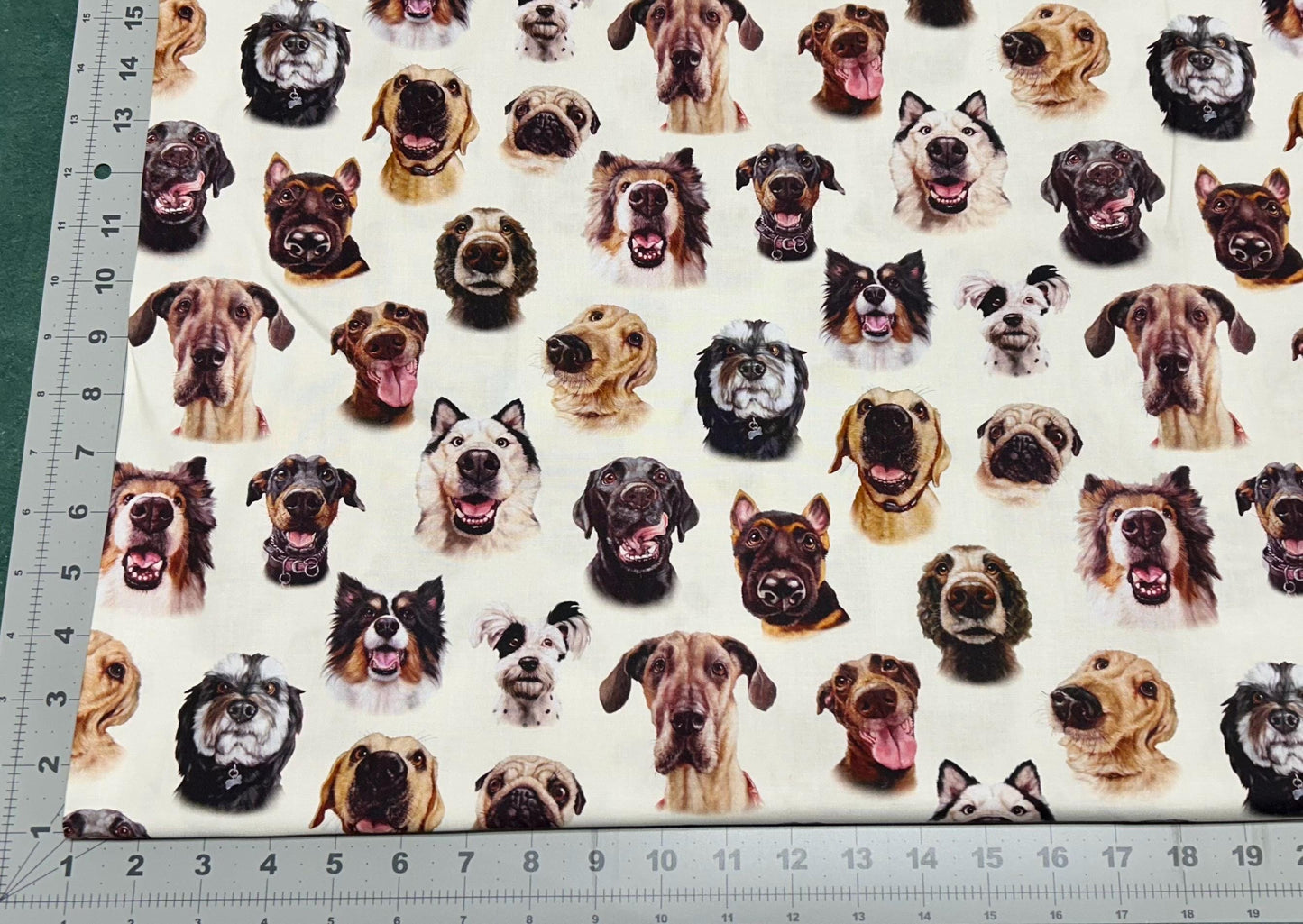 ES-Follow Your Nose 41003 Cream - Dog Faces -continuous cuts- 100% Cotton -