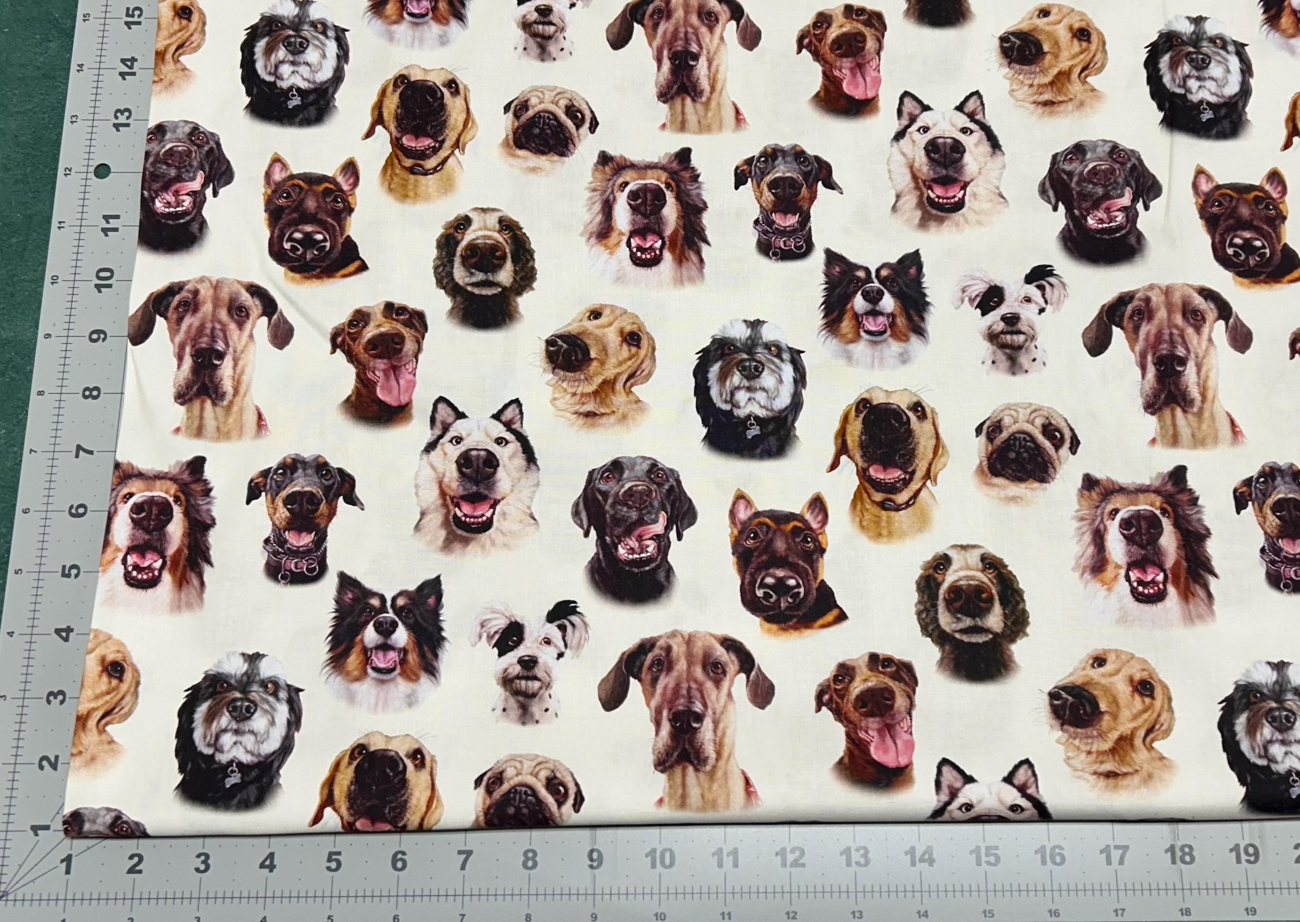ES-Follow Your Nose 41003 Cream - Dog Faces -continuous cuts- 100% Cotton -