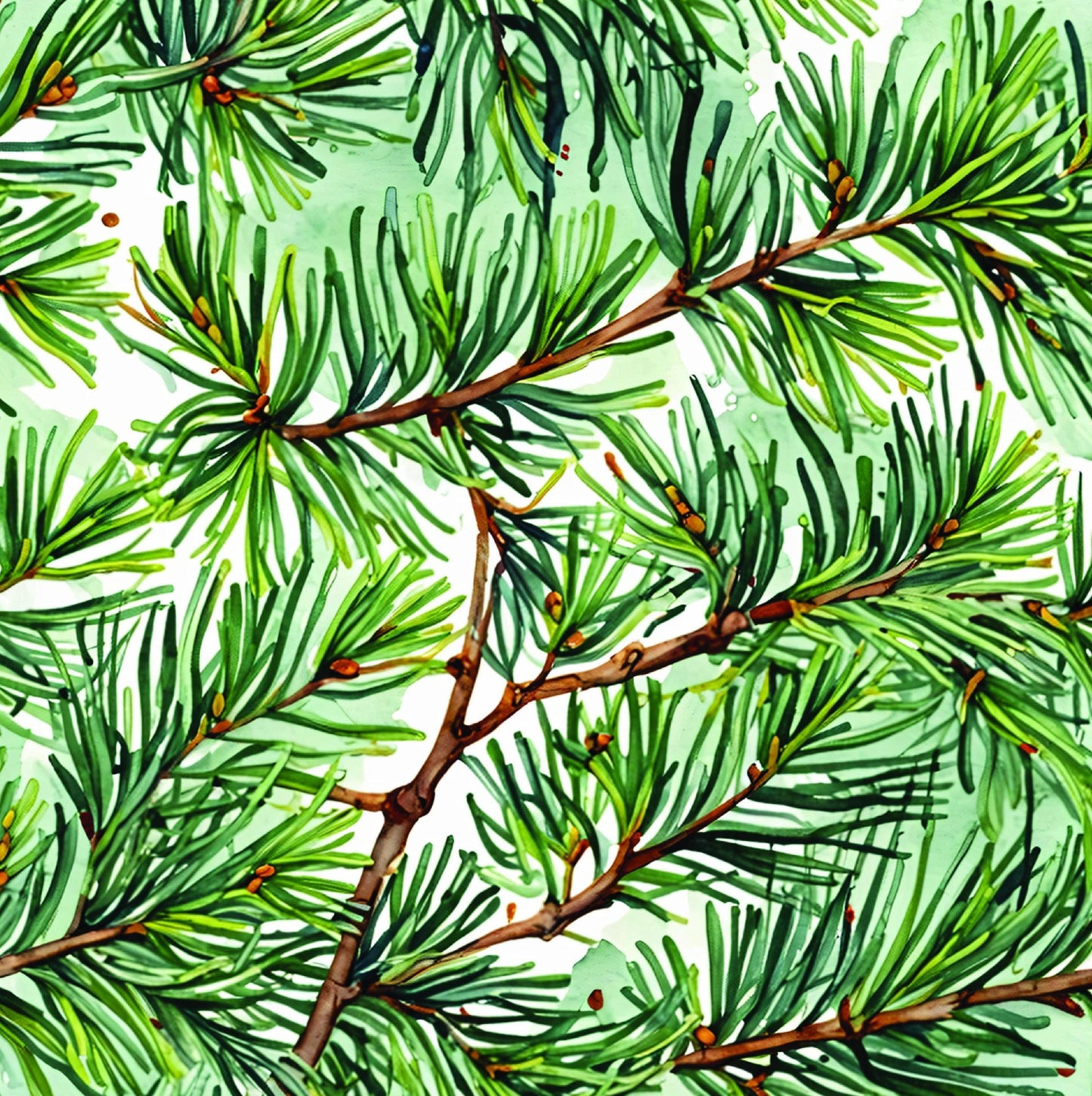 Green Tree Branches Christmas Cotton Fabric Cotton Fabric- 100% Cotton -