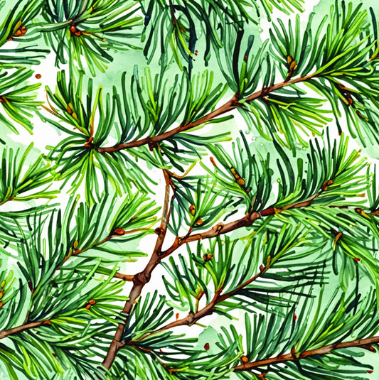 Green Tree Branches Christmas Cotton Fabric Cotton Fabric- 100% Cotton -