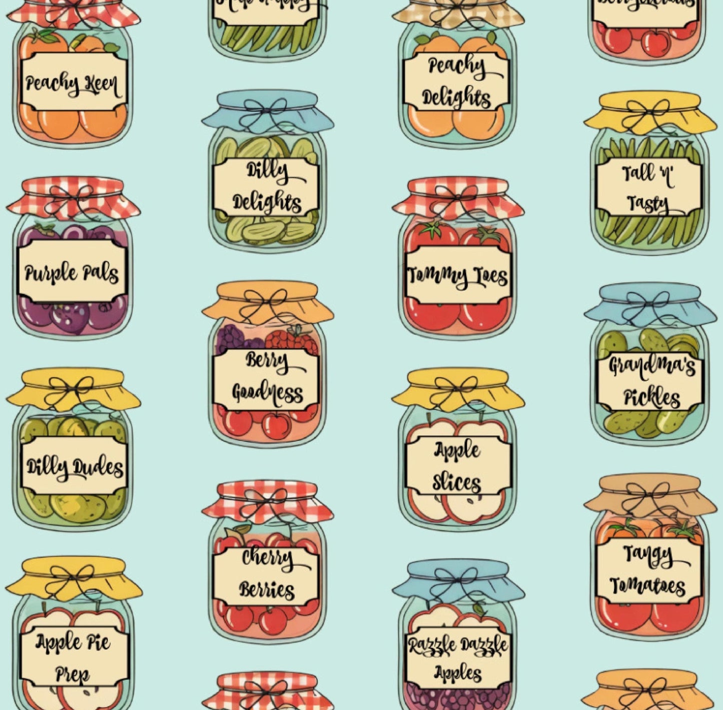Pantry Jars Cotton Fabric - 100% Cotton - Drewie Pie Fabrics