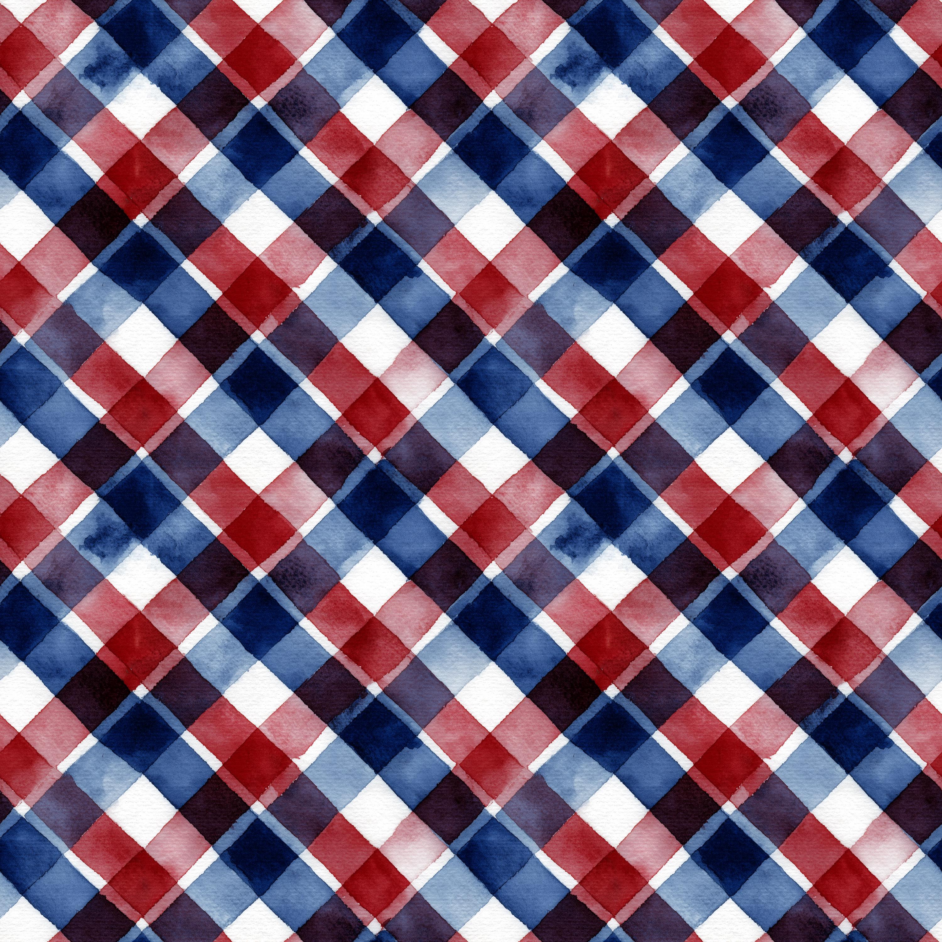 Patriotic Bias Plaid Cotton fabric - 100% Cotton - continuous cuts Drewie Pie Fabrics - Blender