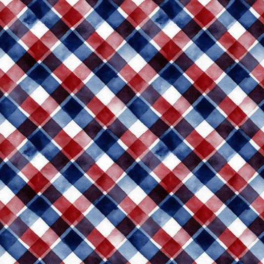 Patriotic Bias Plaid Cotton fabric - 100% Cotton - continuous cuts Drewie Pie Fabrics - Blender