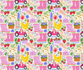 Pink Farm Watercolor Cotton fabric- Continuous cuts- 100% Cotton-
